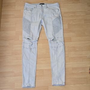 Pacsun Men's Light Blue Stacked Skinny Active Stretch Moto Jeans Size 34x32